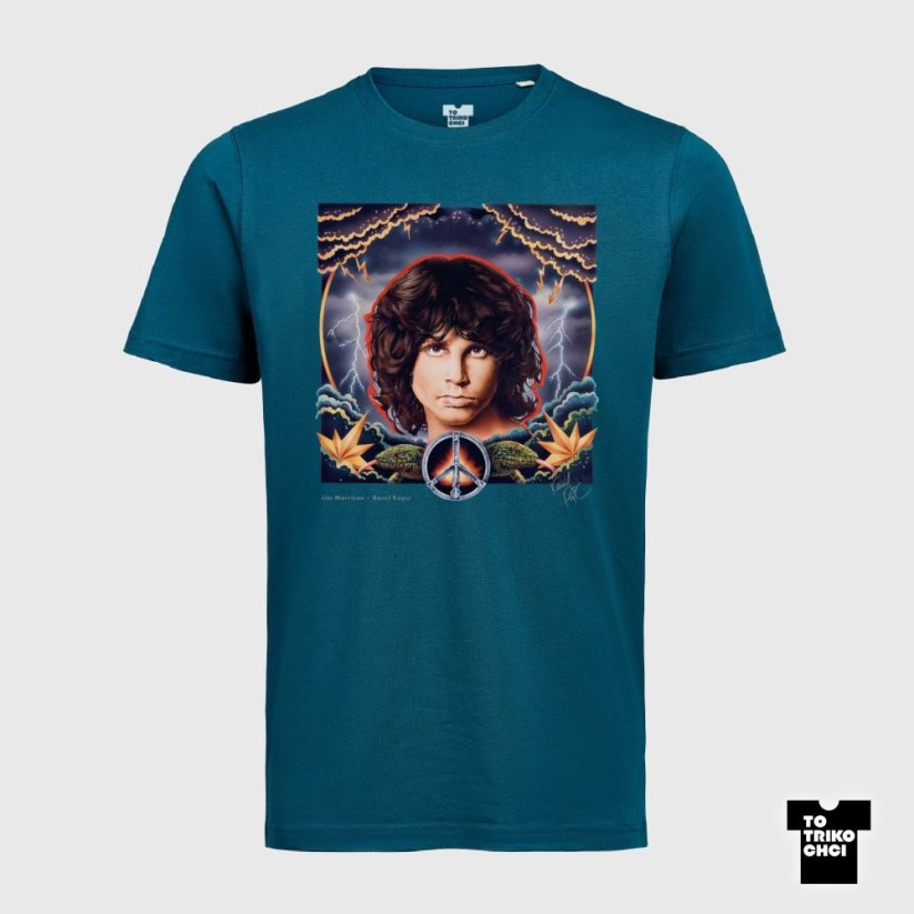 Tričko JIM MORRISON - Velikost trička: L, Barva trička: Modrá královská