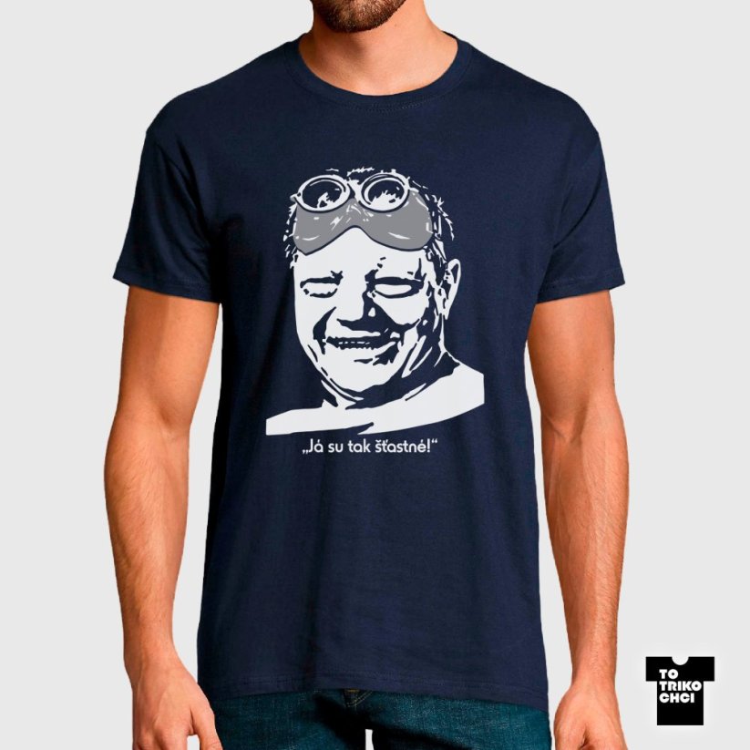 Tričko Já su tak šťastné! modré námořnické