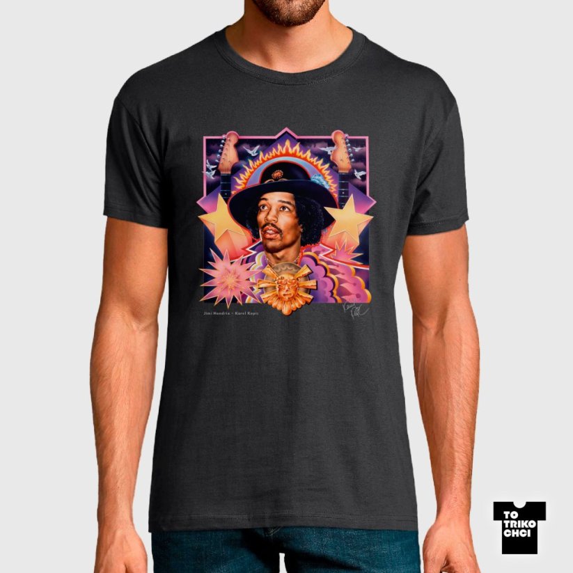 Tričko Jimi Hendrix šedé myší