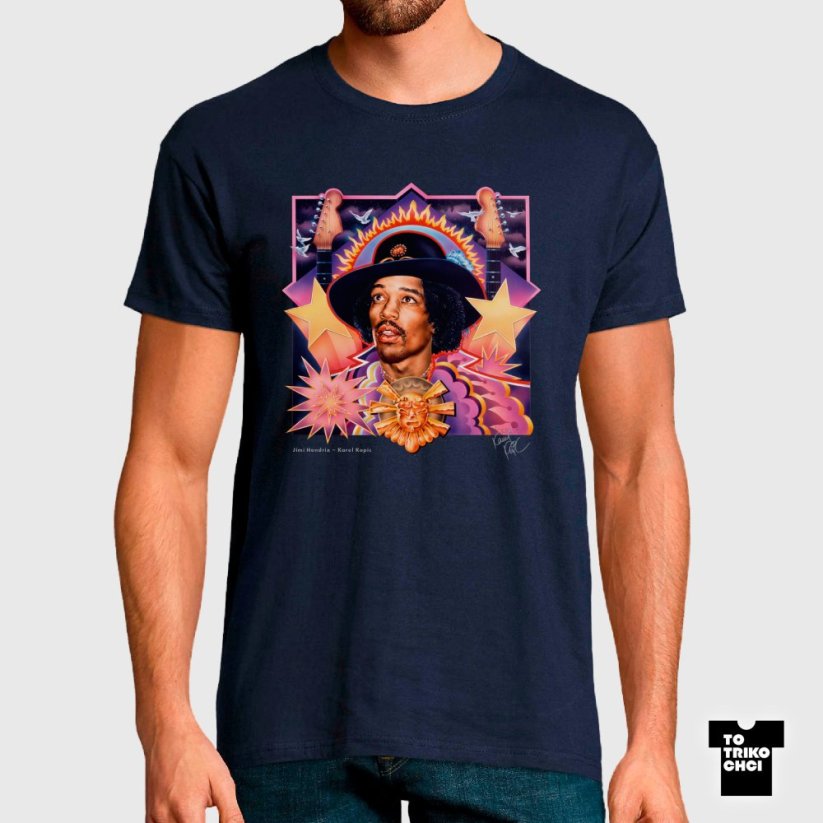 Tričko Jimi Hendrix modré námořnické