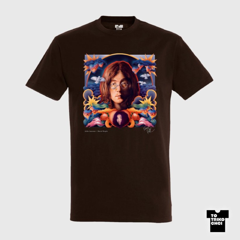 Tričko John Lennon hnědé čokoládové