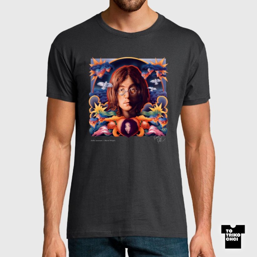 Tričko John Lennon šedé myší