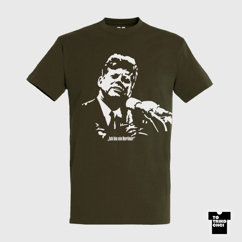 Tričko Ich bin ein Berliner zelené vojenské