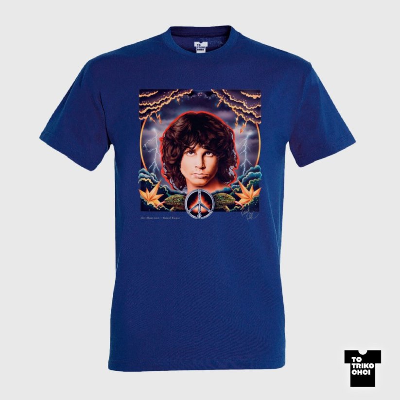 Tričko JIM MORRISON - Velikost trička: M, Barva trička: Modrá královská