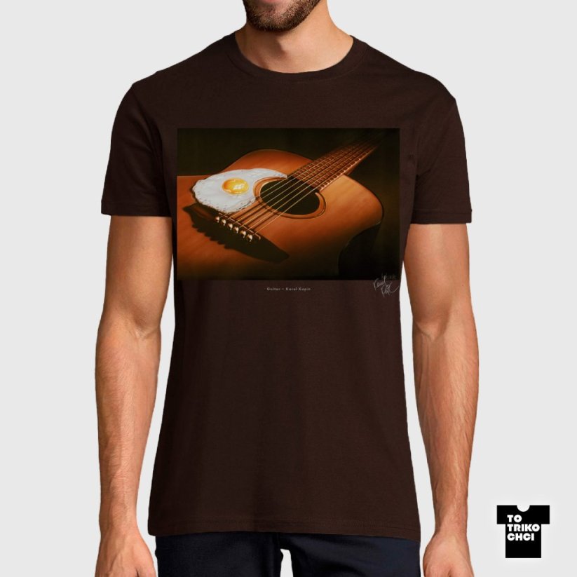 Tričko Guitar hnědé čokoládové