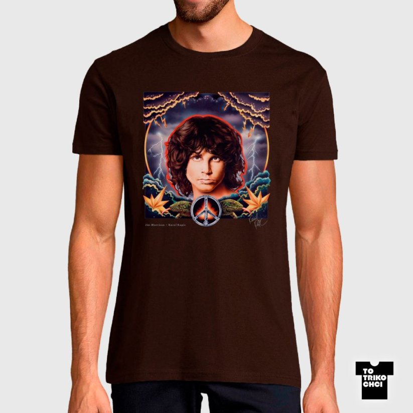 Tričko Jim Morrison hnědé čokoládové