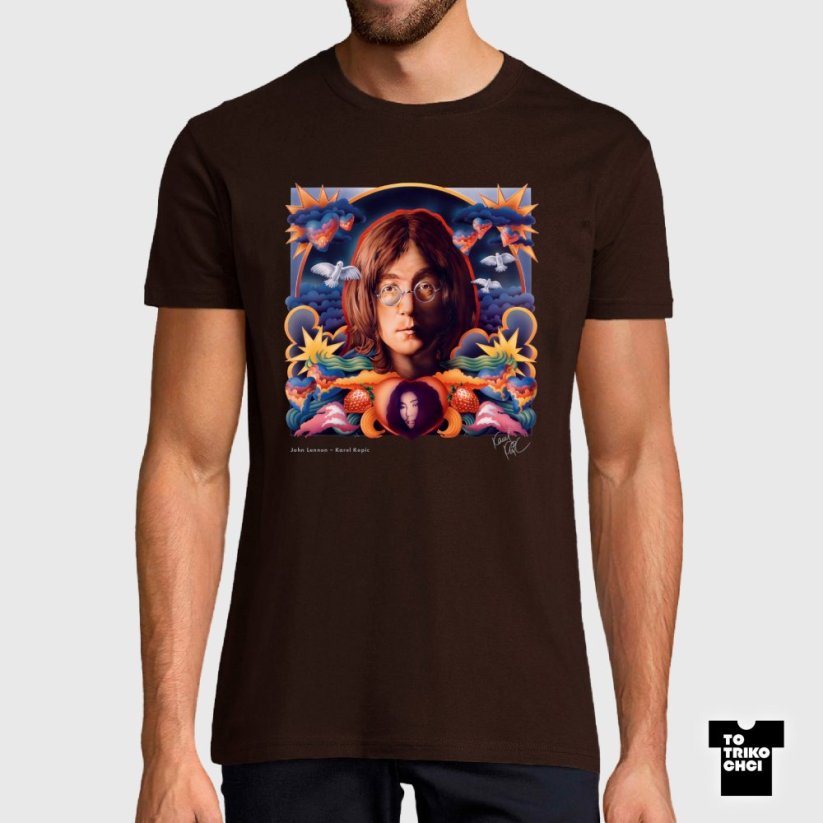 Tričko John Lennon hnědé čokoládové