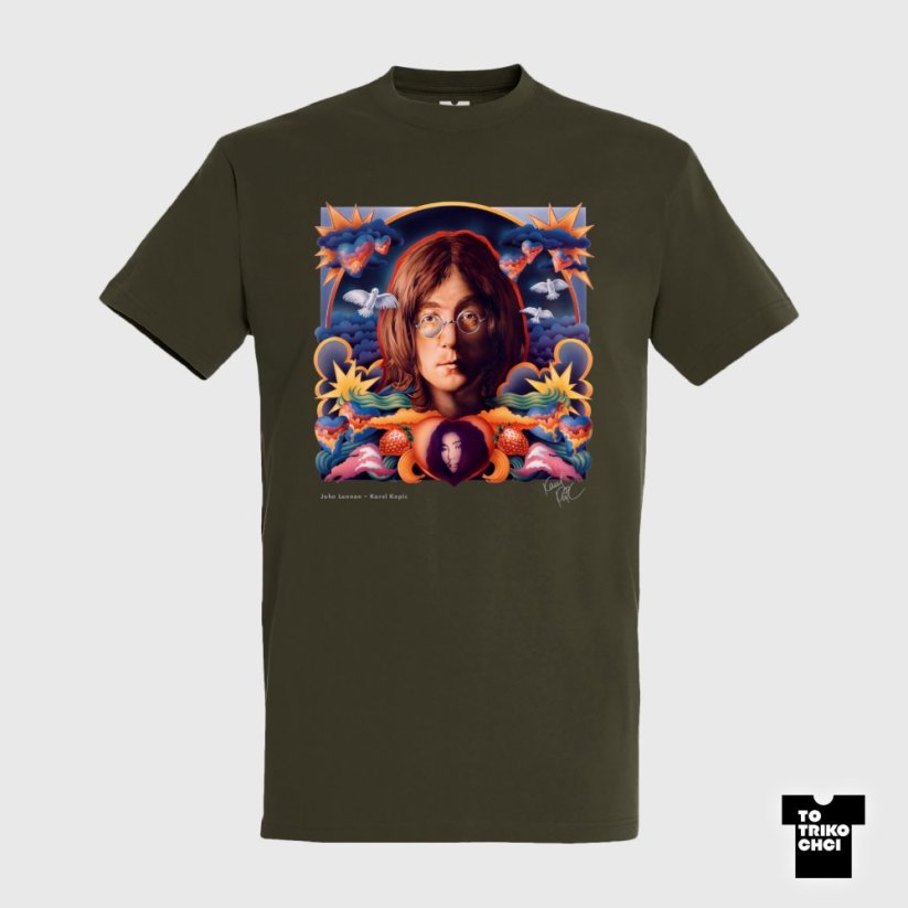 Tričko John Lennon zelené vojenské