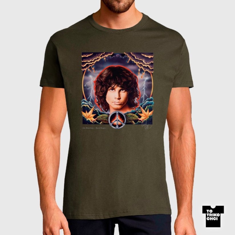 Tričko Jim Morrison zelené vojenské