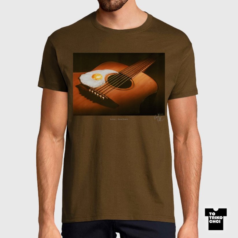 Tričko Guitar hnědé zemité