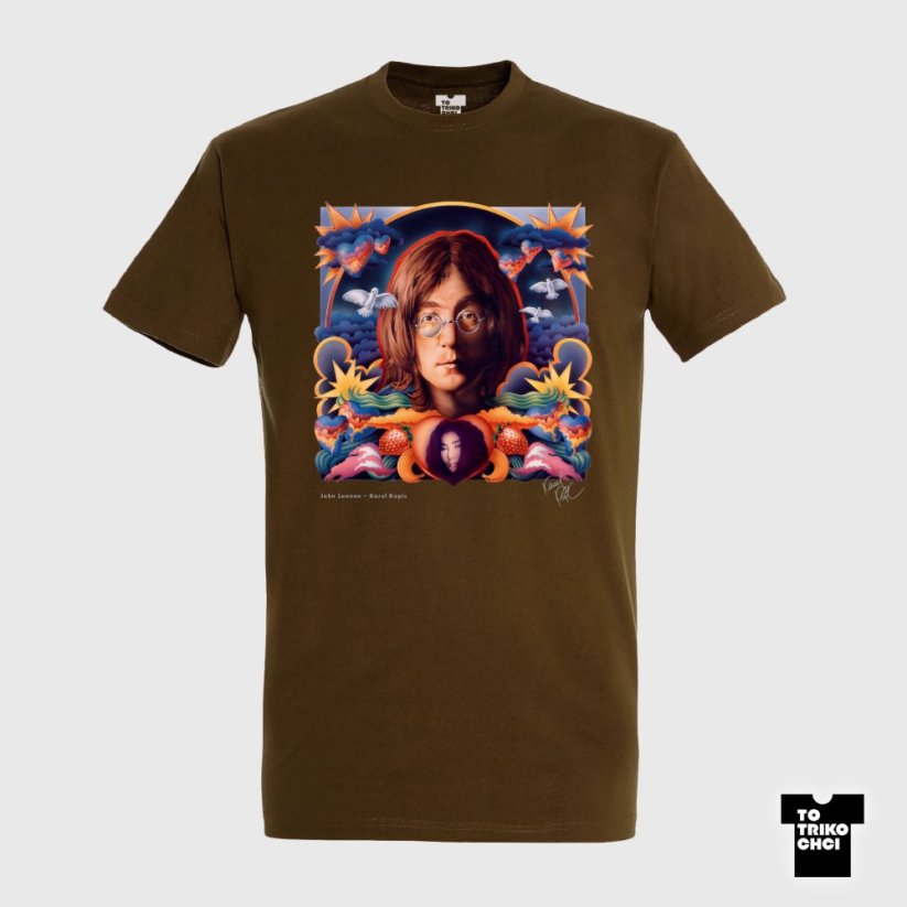 Tričko John Lennon hnědé zemité
