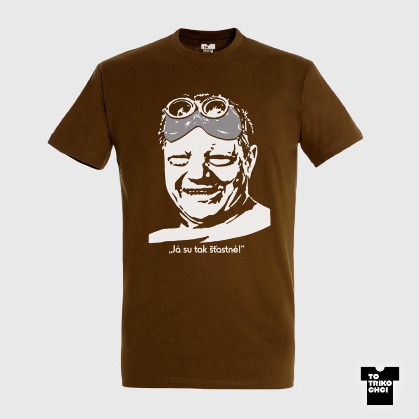Tričko Já su tak šťastné! hnědé zemité