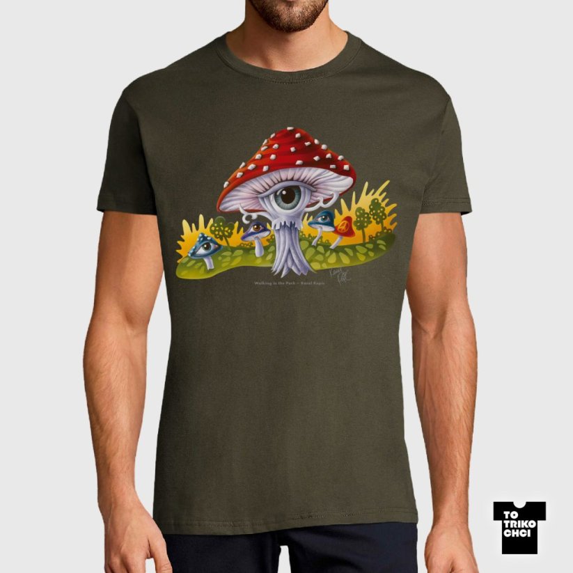 Tričko Walking in the Park zelené vojenské