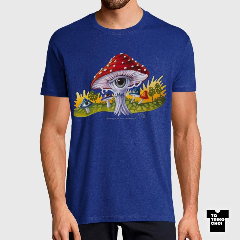 Tričko Walking in the Park modré královské
