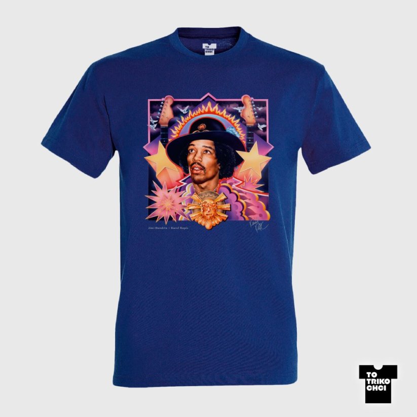 Tričko Jimi Hendrix modré královské