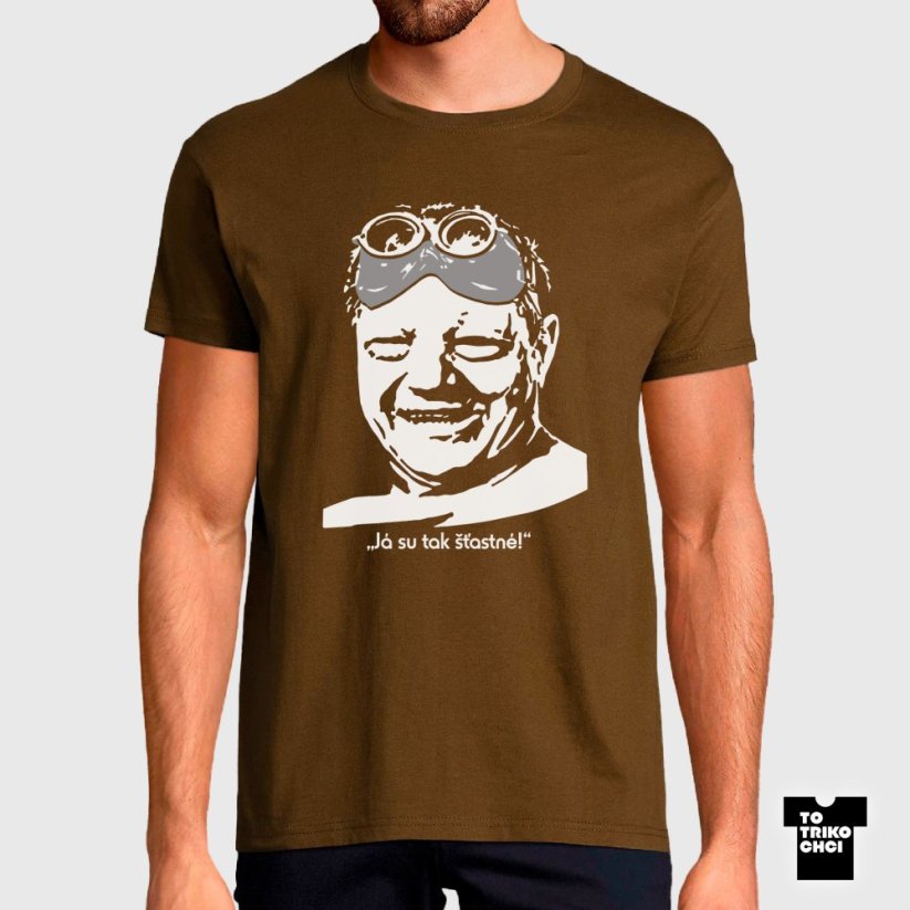 Tričko Já su tak šťastné! hnědé zemité
