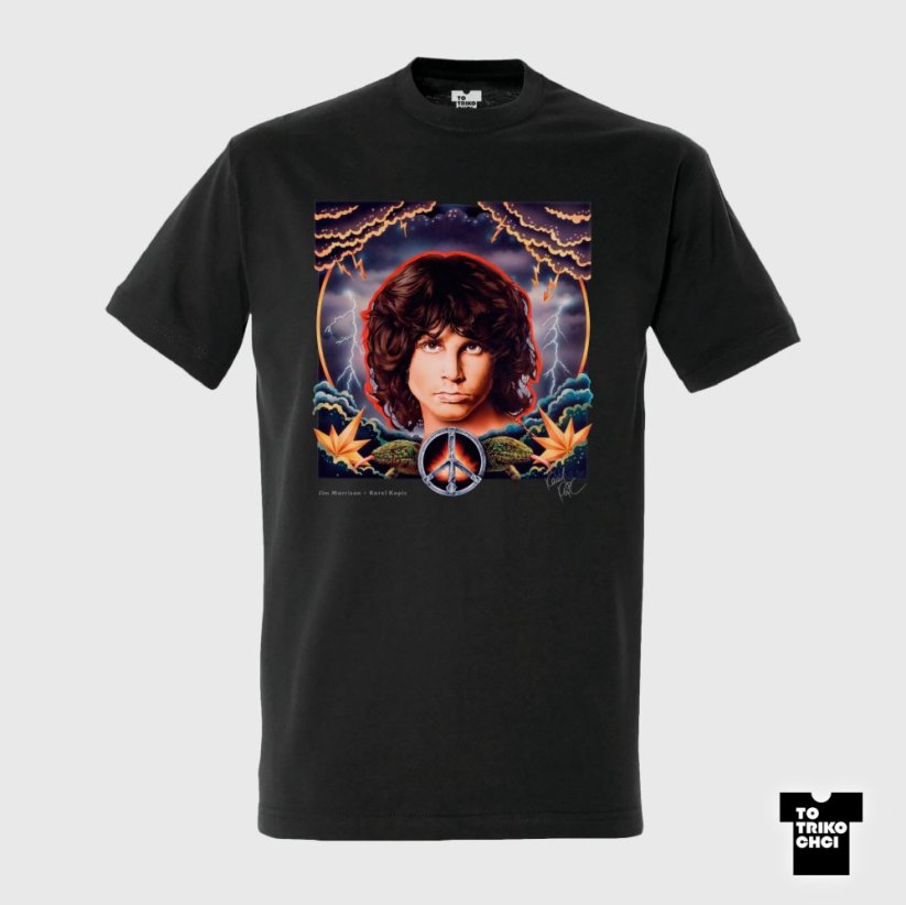 Tričko JIM MORRISON - Velikost trička: L, Barva trička: Šedá myší