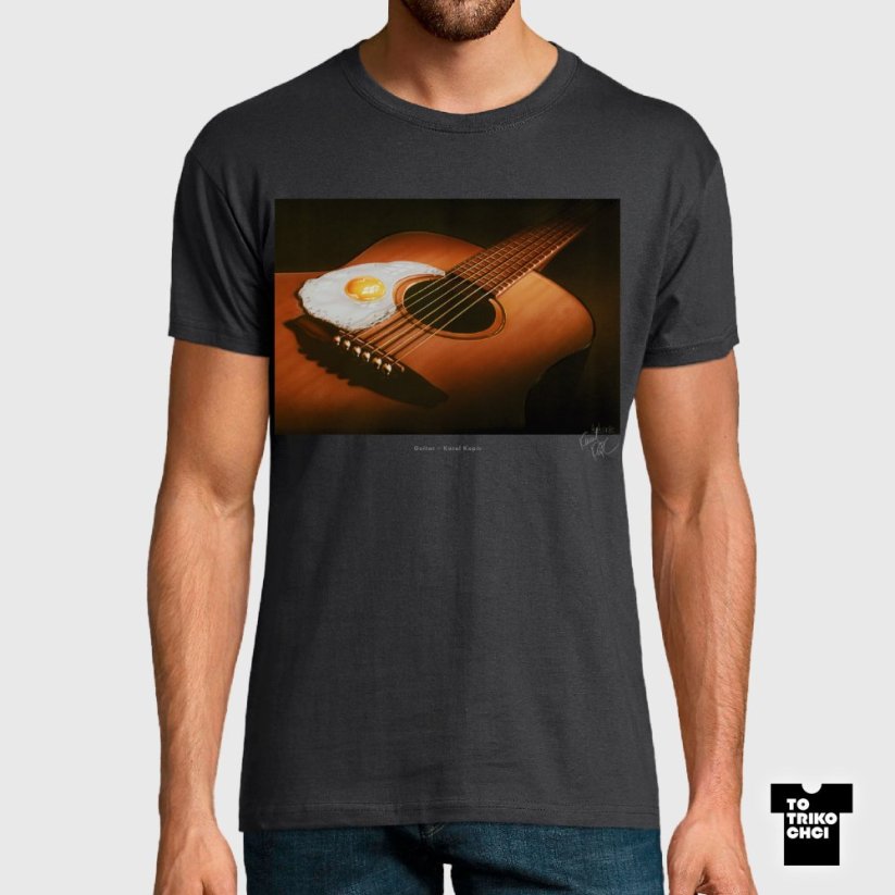 Tričko Guitar šedé myší