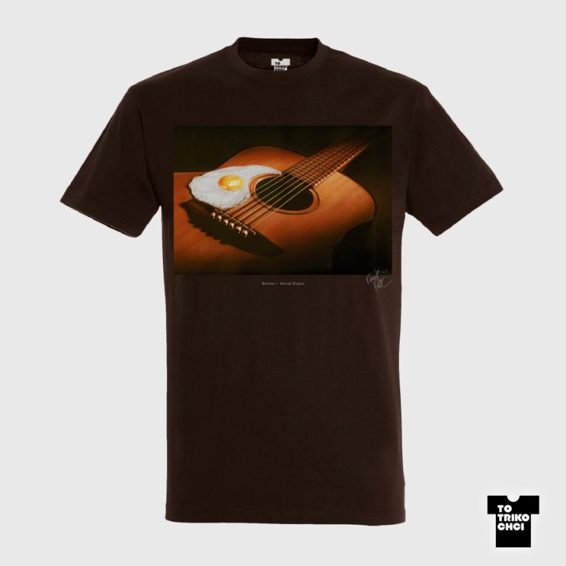 Tričko Guitar hnědé čokoládové