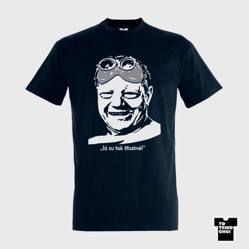 Tričko Já su tak šťastné! modré námořnické