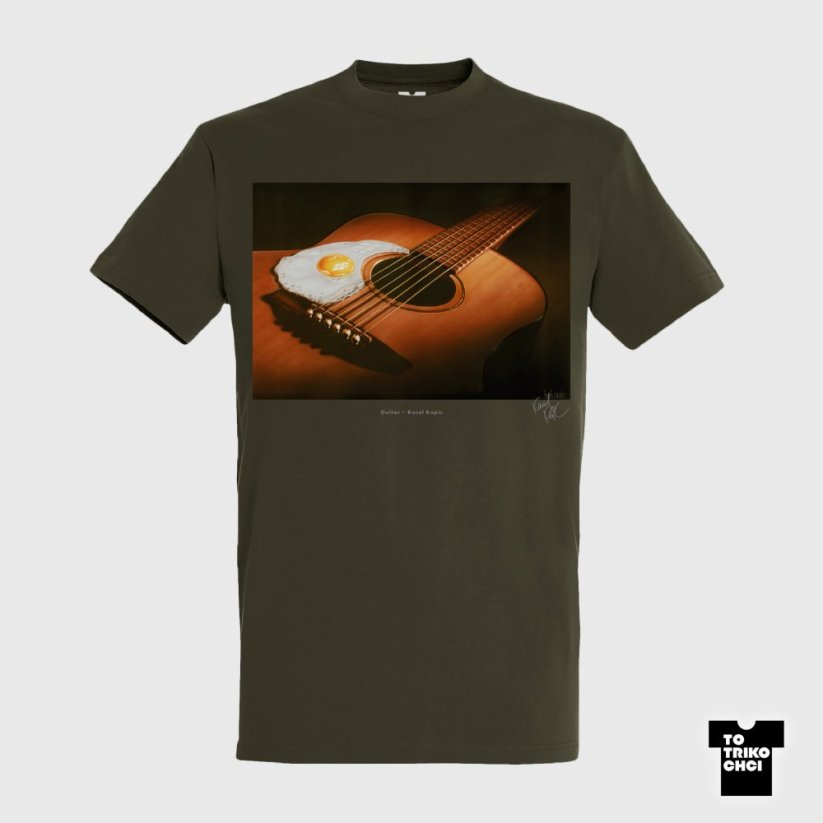 Tričko Guitar zelené vojenské