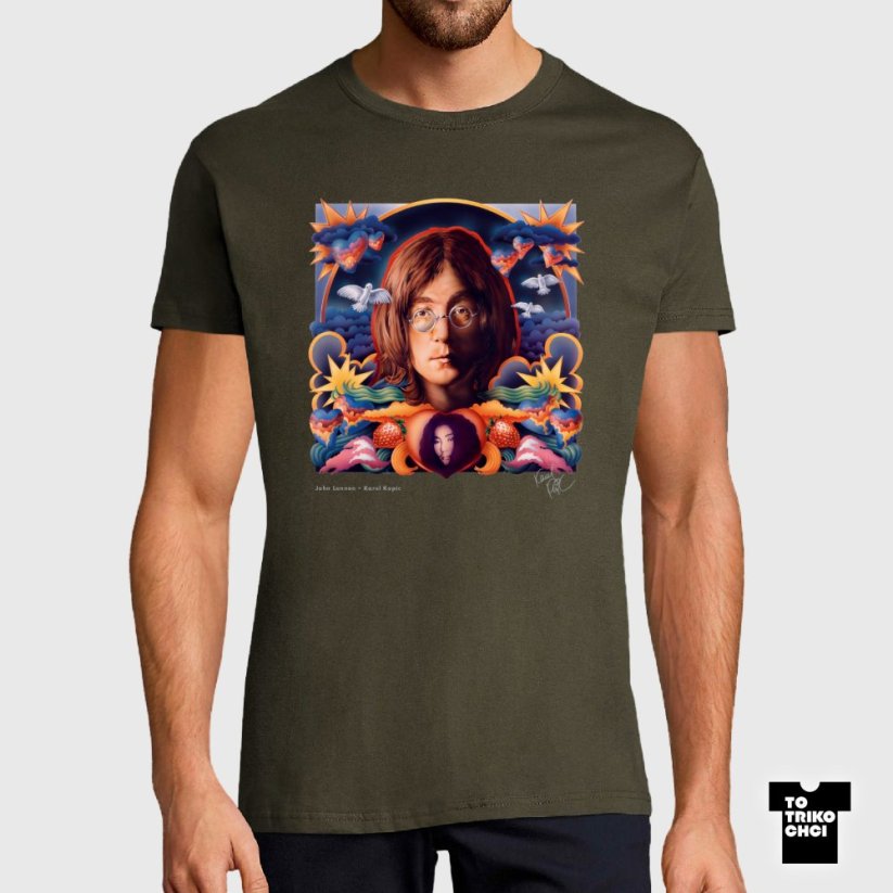Tričko John Lennon zelené vojenské