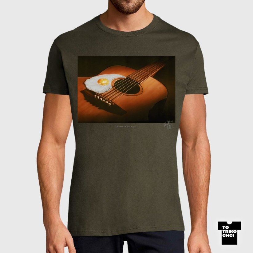 Tričko Guitar zelené vojenské