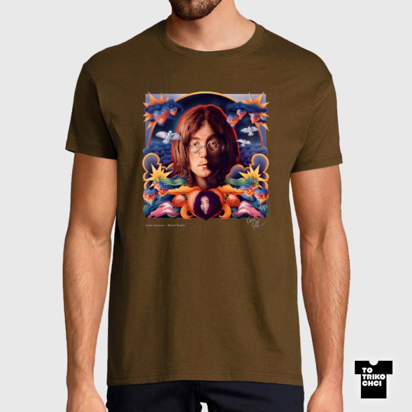 Tričko John Lennon hnědé zemité