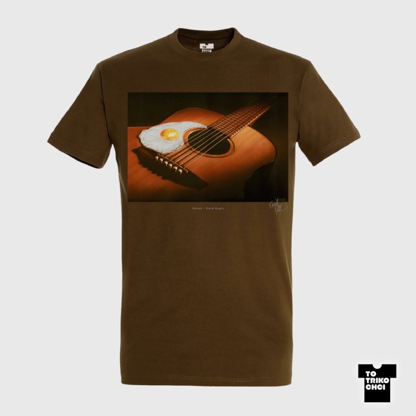 Tričko Guitar hnědé zemité