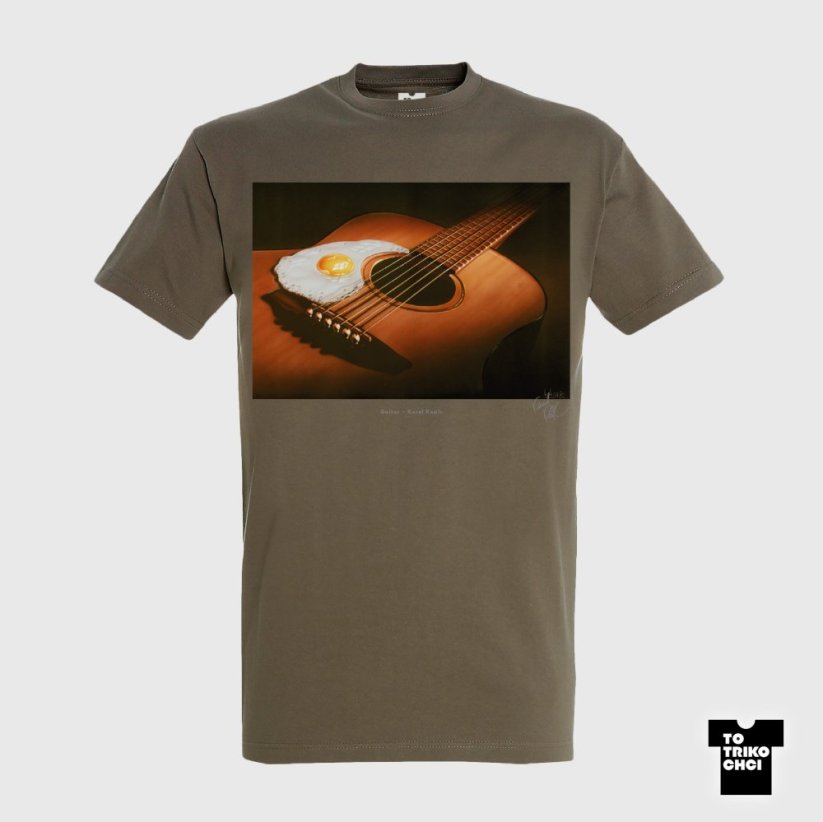 Tričko Guitar hnědé zinkové