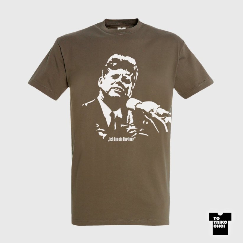 Tričko Ich bin ein Berliner hnědé zinkové
