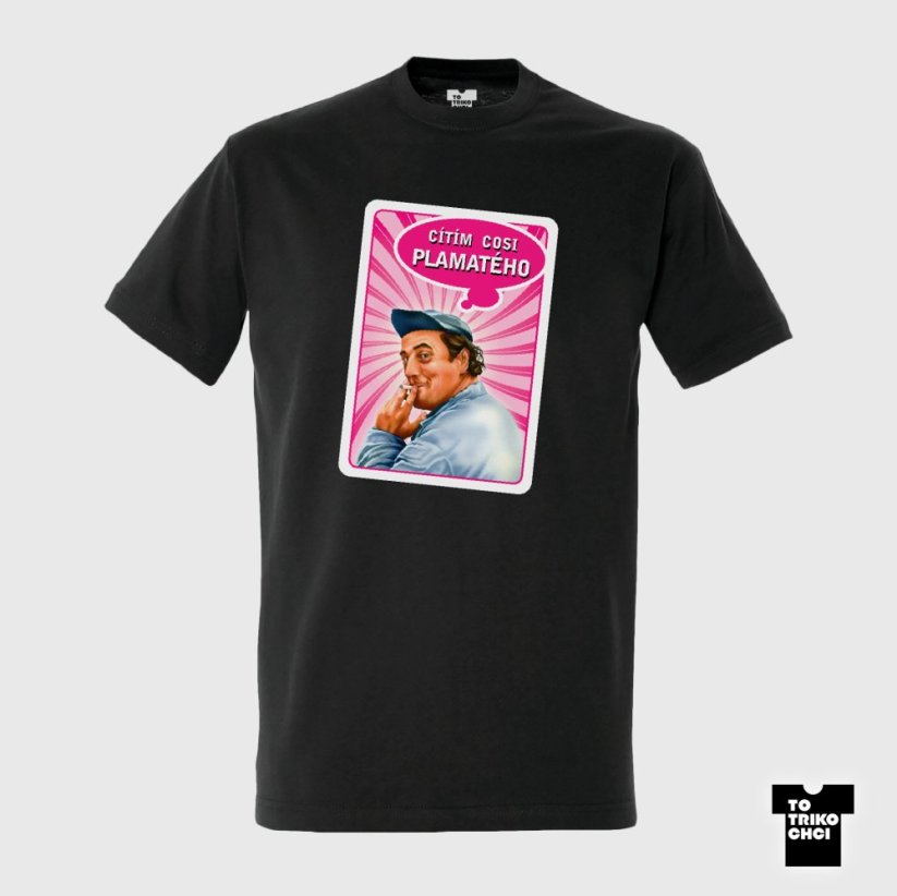 Tričko Cítím cosi plamatého... šedé myší