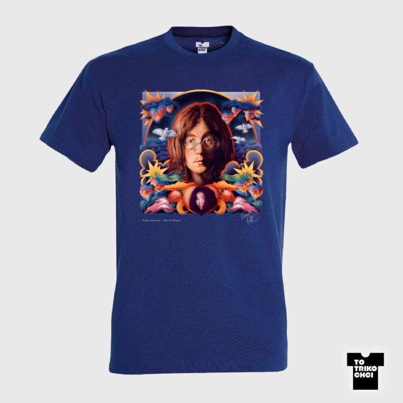 Tričko John Lennon modré královské