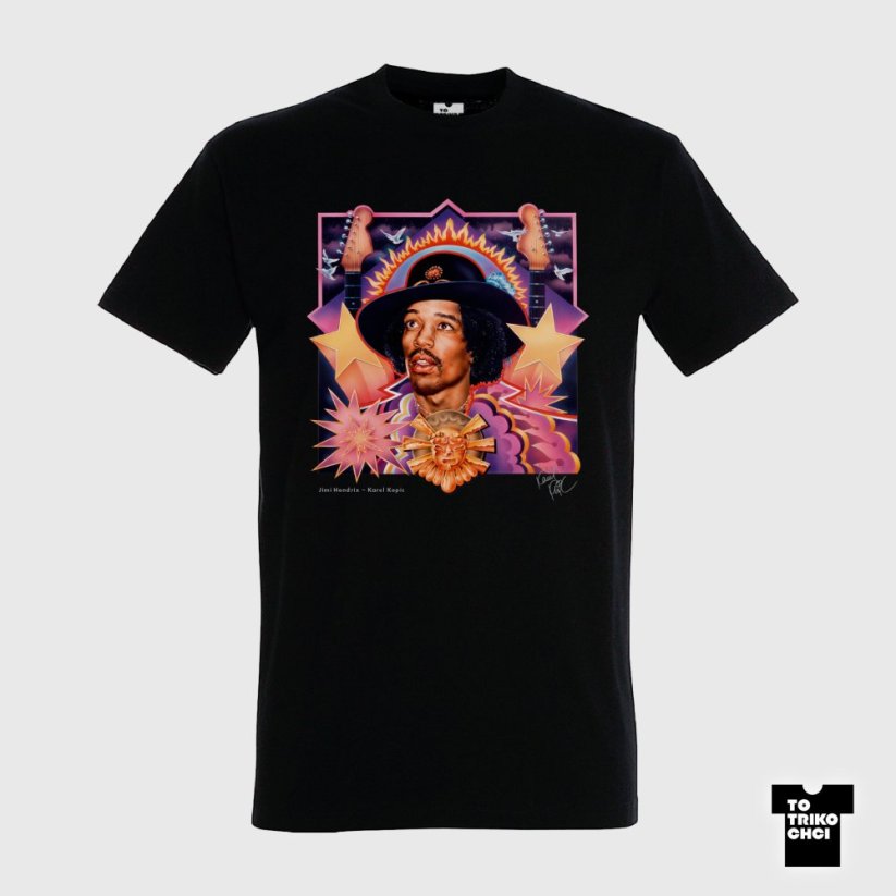Tričko JIMI HENDRIX - Velikost trička: XL, Barva trička: Černá
