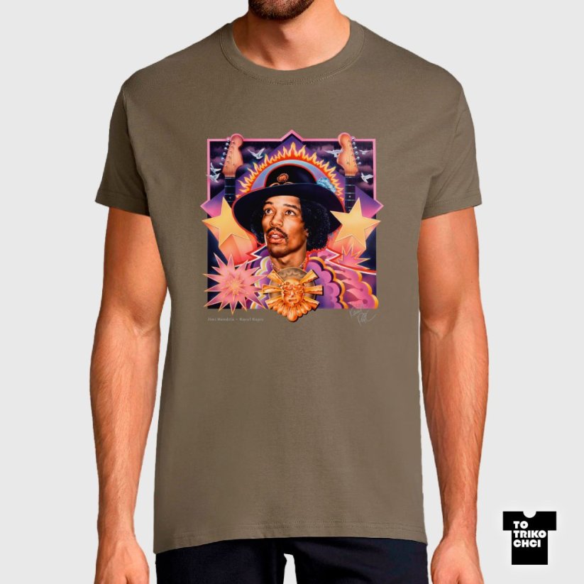 Tričko Jimi Hendrix hnědé zinkové