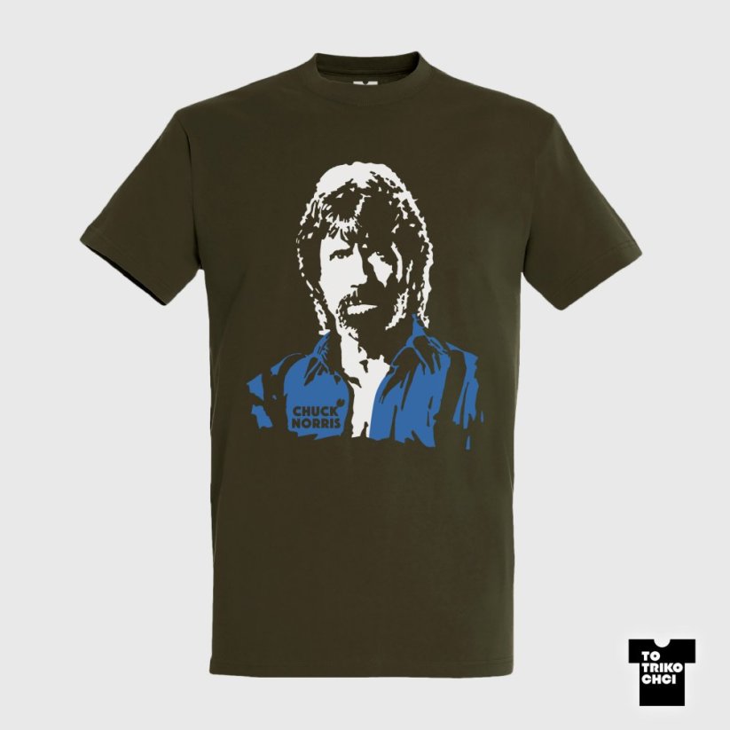 Tričko CHUCK NORRIS - Velikost trička: XL, Barva trička: Zelená vojenská